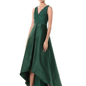 New Adrianna Papell Pleated Hi-Low Mikado Gown